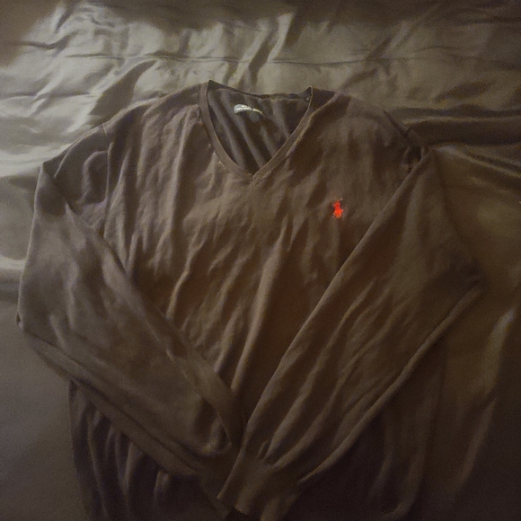 Polo by Ralph Lauren V-Neck Sweater Shirt | Black | Lightweight | Pima | Cotton - Picture 6 of 6